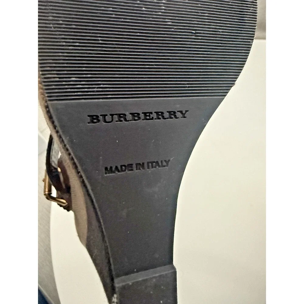 Burberry Brit Canvas Nova Check Warlow 125MM  Woman Wedge Sandals US 7